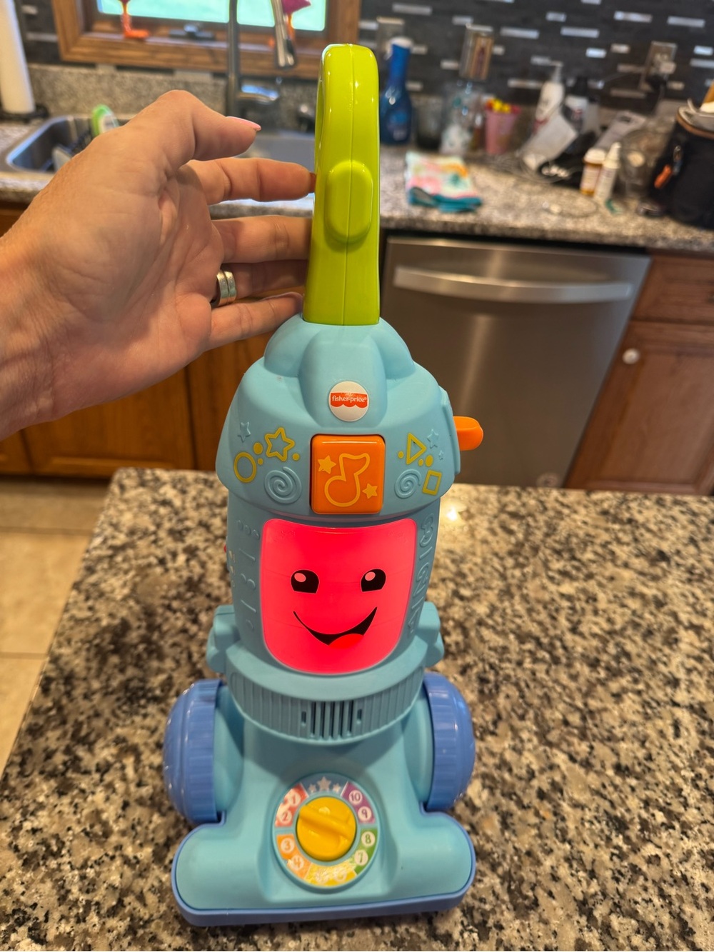 Fisher-Price Light-Up Laugh & Learn Toy Vacuum - Blue, Lime Green, Orange, Pink